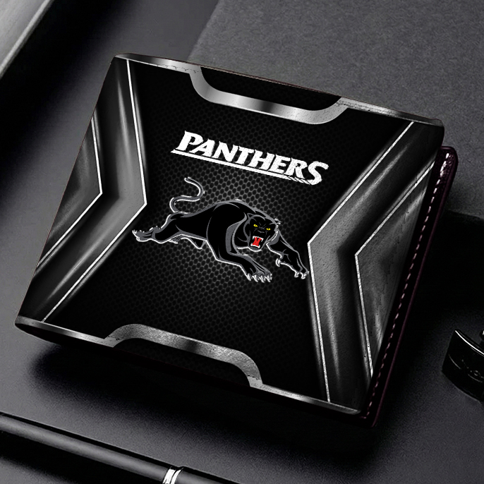 Auspiritmerch Penrith Panthers Personalized Leather Wallet Gift For Fans
