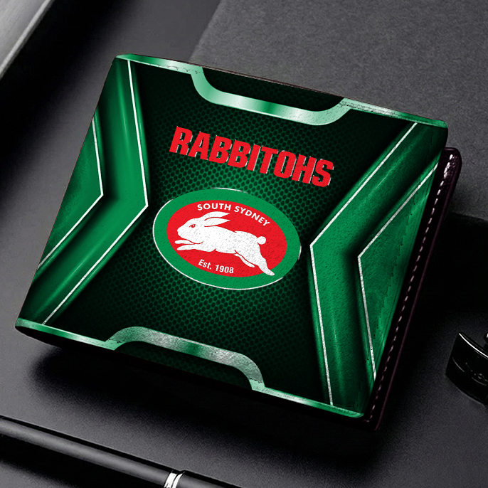 Auspiritmerch South Sydney Rabbitohs Personalized Leather Wallet Gift For Fans