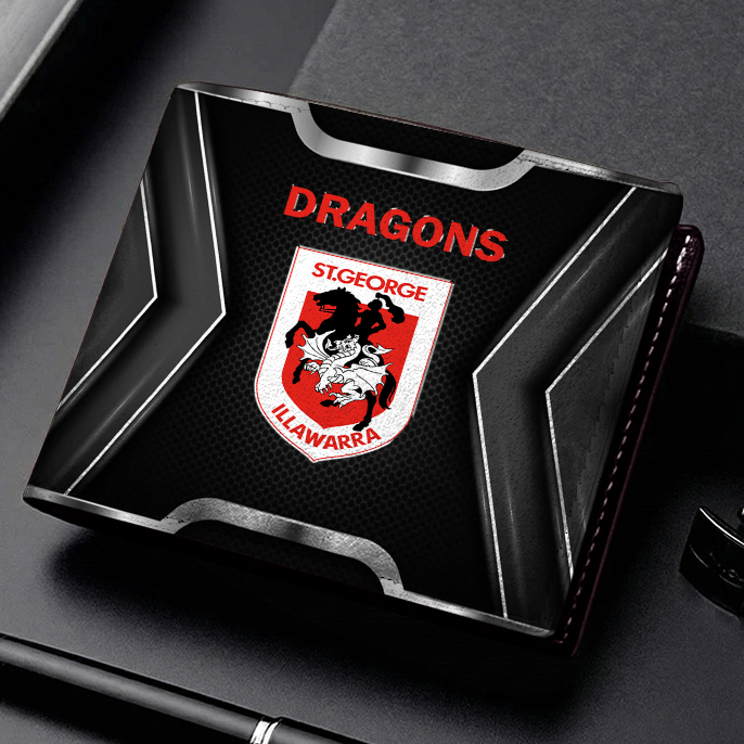 Auspiritmerch St. George Illawarra Dragons Personalized Leather Wallet Gift For Fans