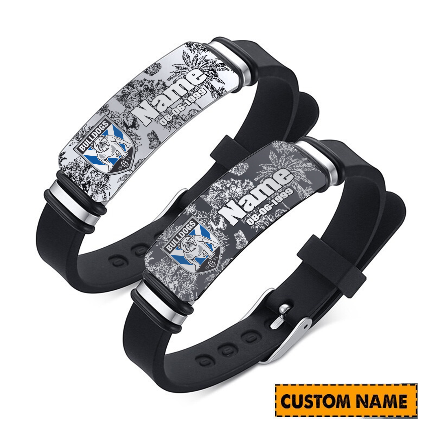 Auspiritmerch Canterbury-Bankstown Bulldogs Personalized Steel Silicone Bracelet Gift For Fans