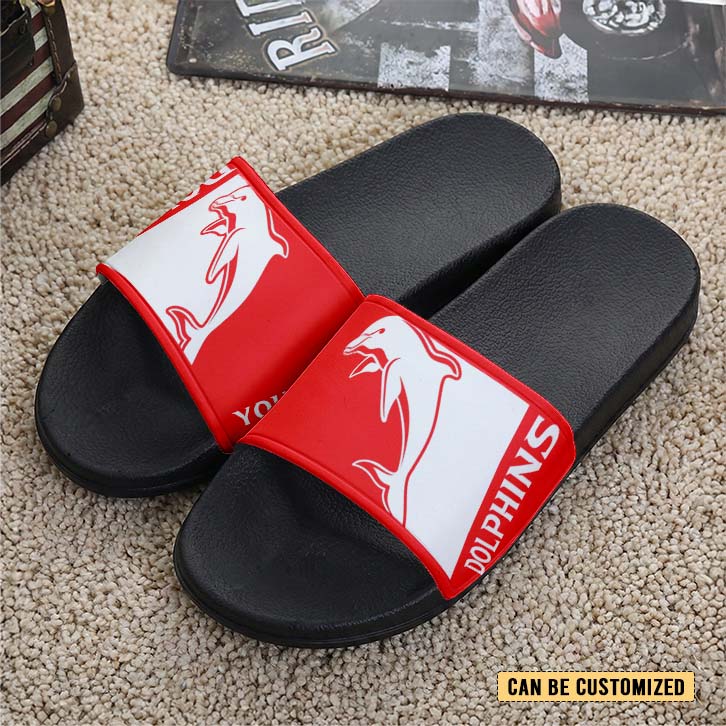 Auspiritmerch Dolphins Personalized Sports Slippers Gift For Fans