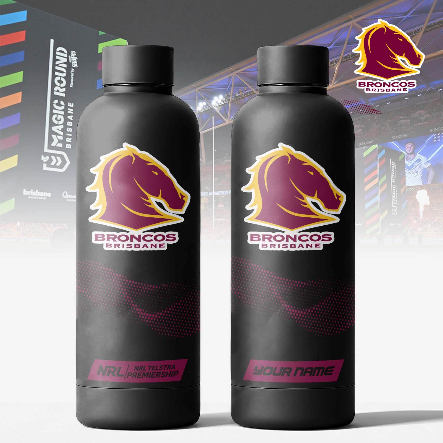 Auspiritmerch Brisbane Broncos Personalized Metal Water Bottle Gift For Fans