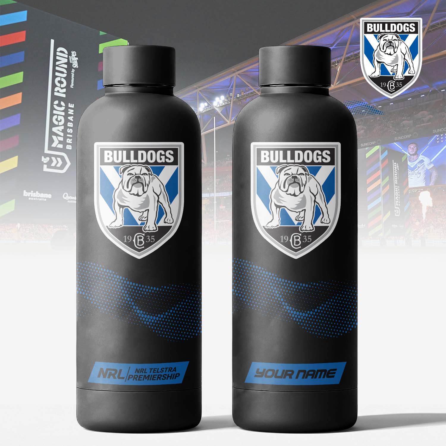 Auspiritmerch Canterbury-Bankstown Bulldogs Personalized Metal Water Bottle Gift For Fans