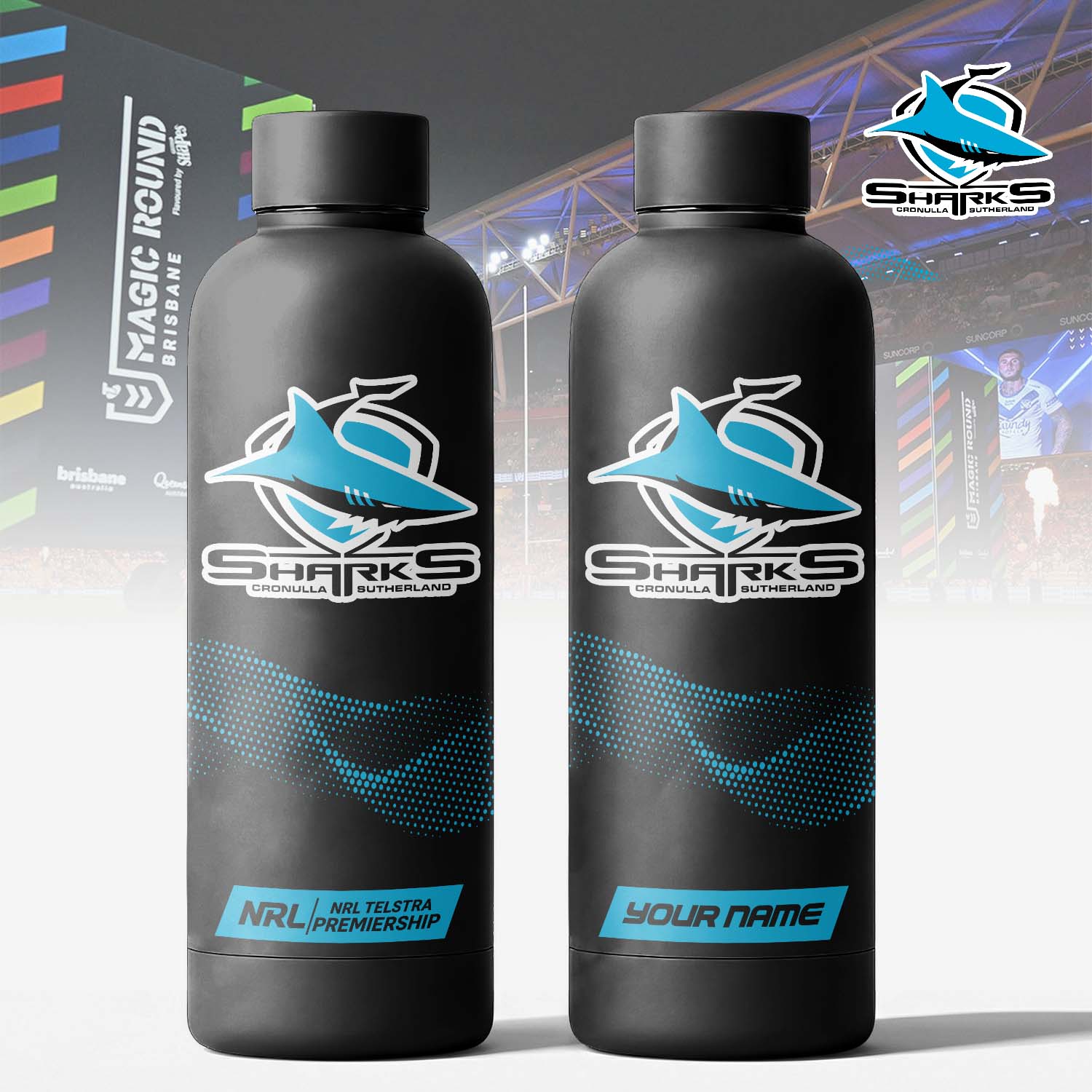 Auspiritmerch Cronulla-Sutherland Sharks Personalized Metal Water Bottle Gift For Fans