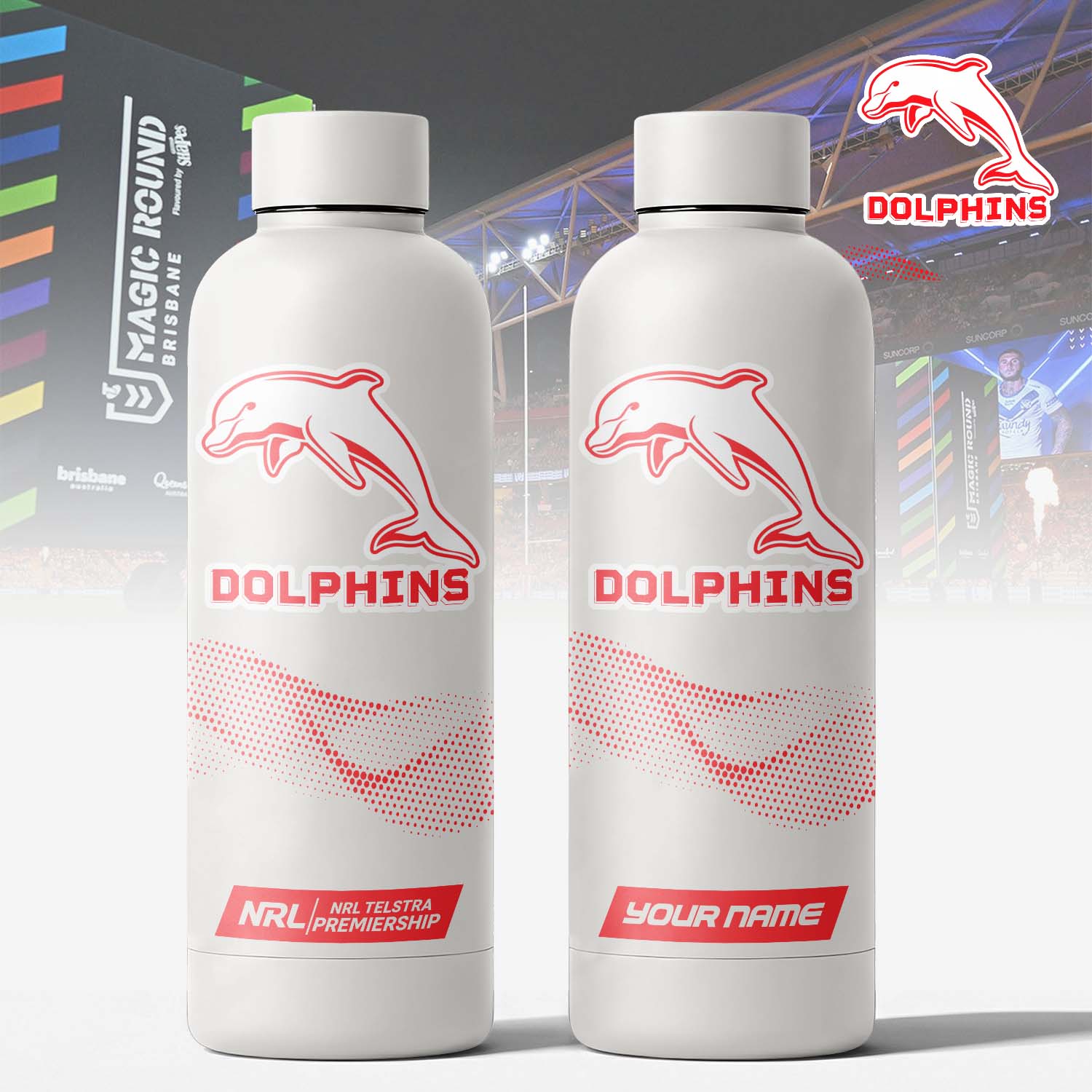 Auspiritmerch Dolphins Personalized Metal Water Bottle Gift For Fans