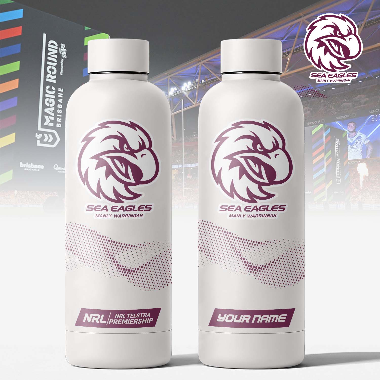 Auspiritmerch Manly Warringah Sea Eagles Personalized Metal Water Bottle Gift For Fans