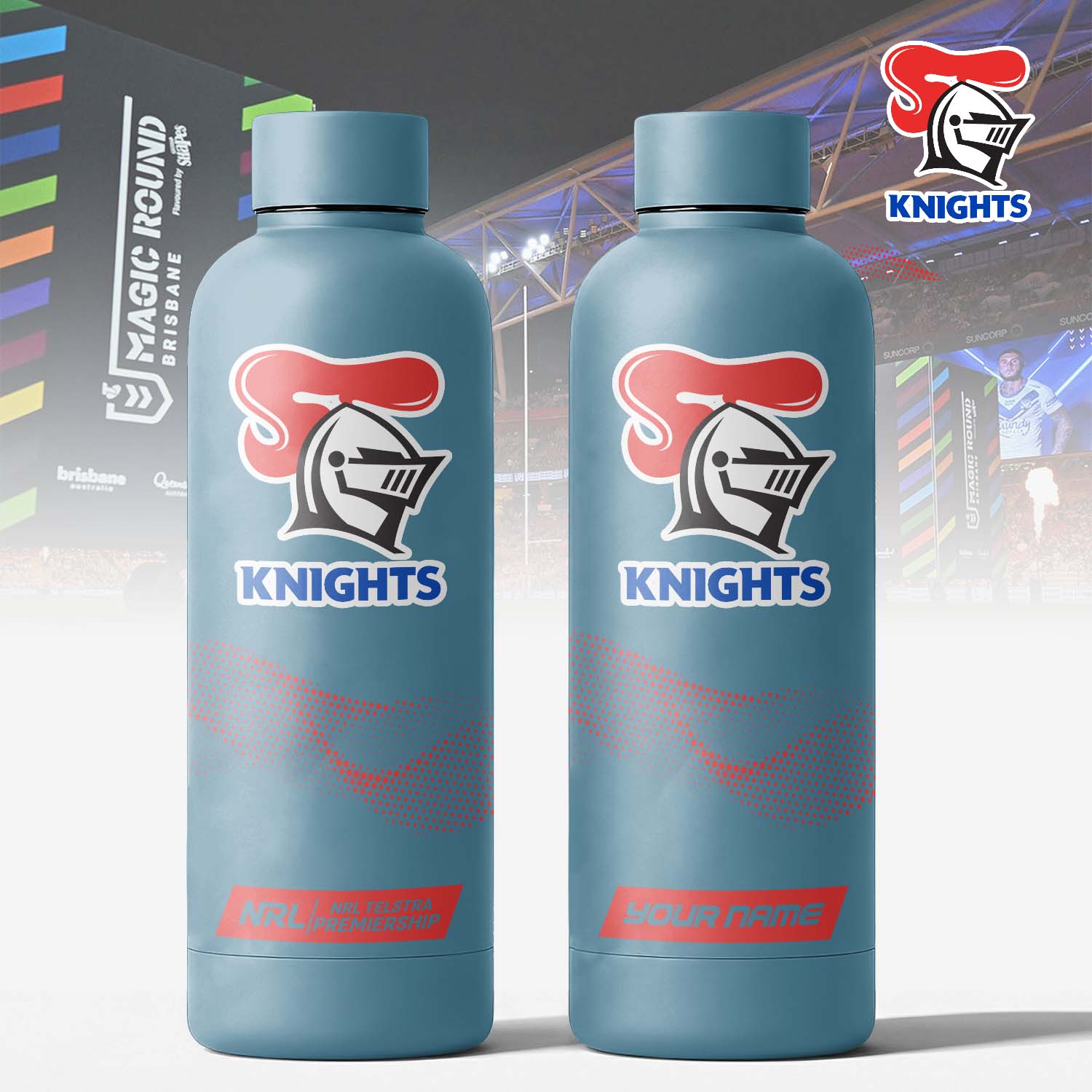 Auspiritmerch Newcastle Knights Personalized Metal Water Bottle Gift For Fans