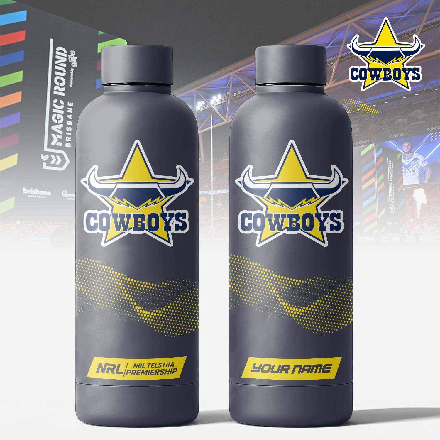 Auspiritmerch North Queensland Cowboys Personalized Metal Water Bottle Gift For Fans