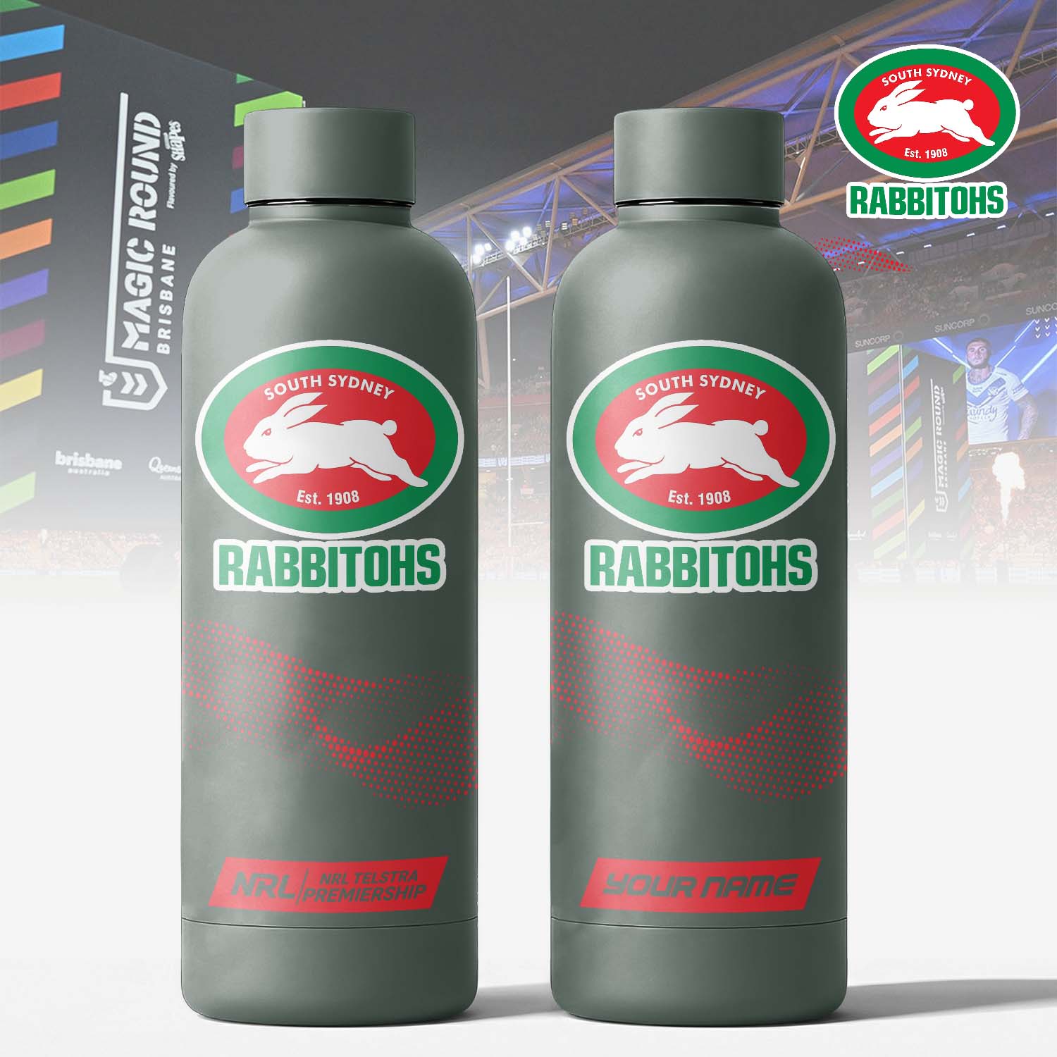 Auspiritmerch South Sydney Rabbitohs Personalized Metal Water Bottle Gift For Fans