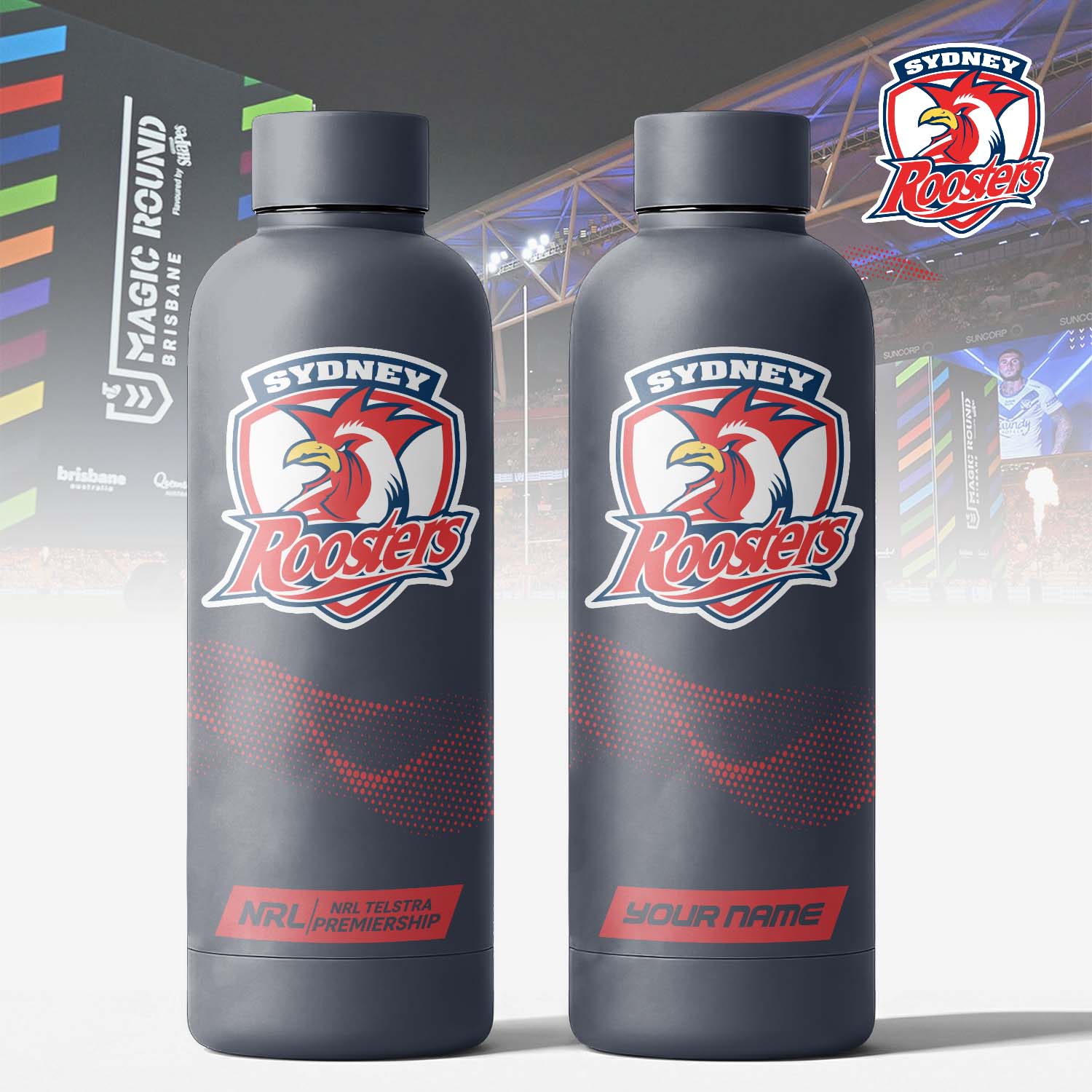Auspiritmerch Sydney Roosters Personalized Metal Water Bottle Gift For Fans
