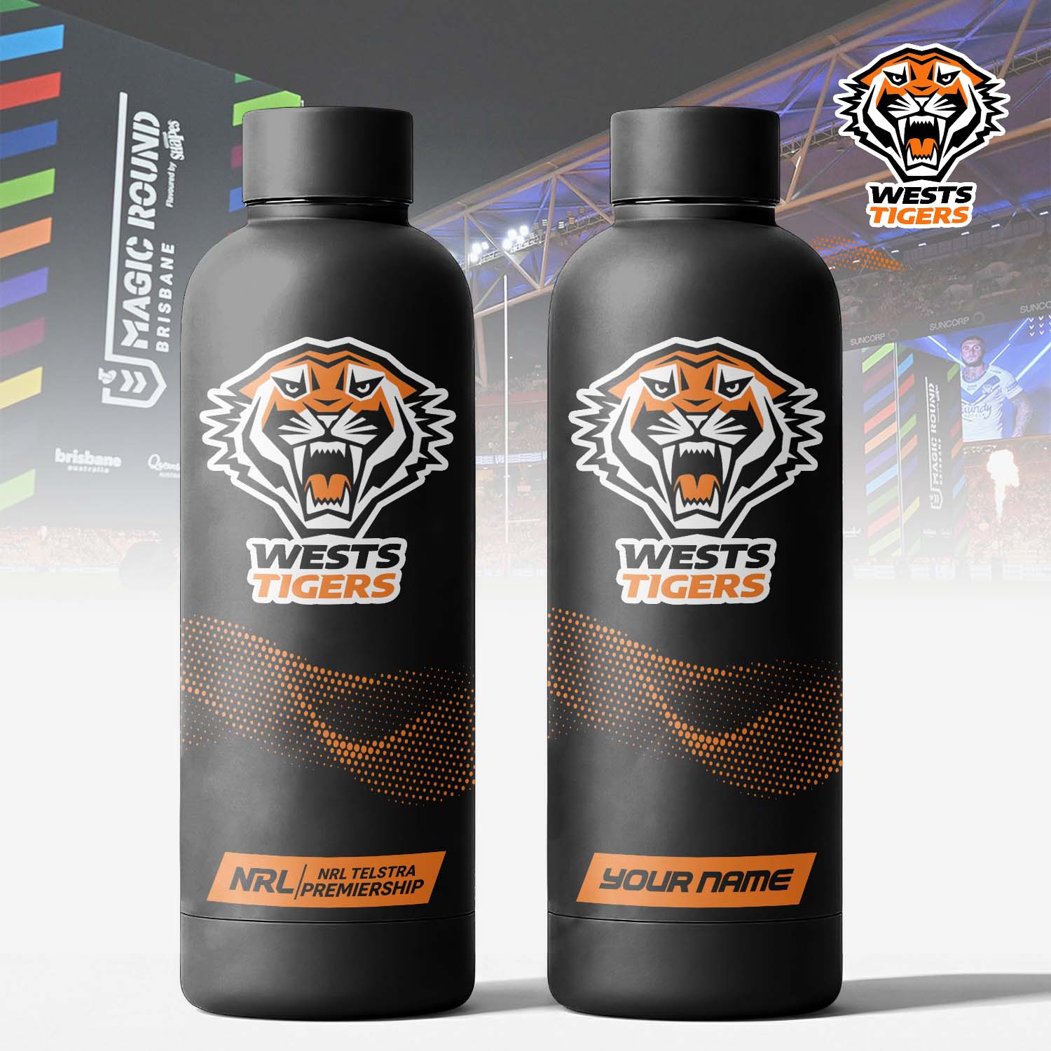 Auspiritmerch Wests Tigers Personalized Metal Water Bottle Gift For Fans