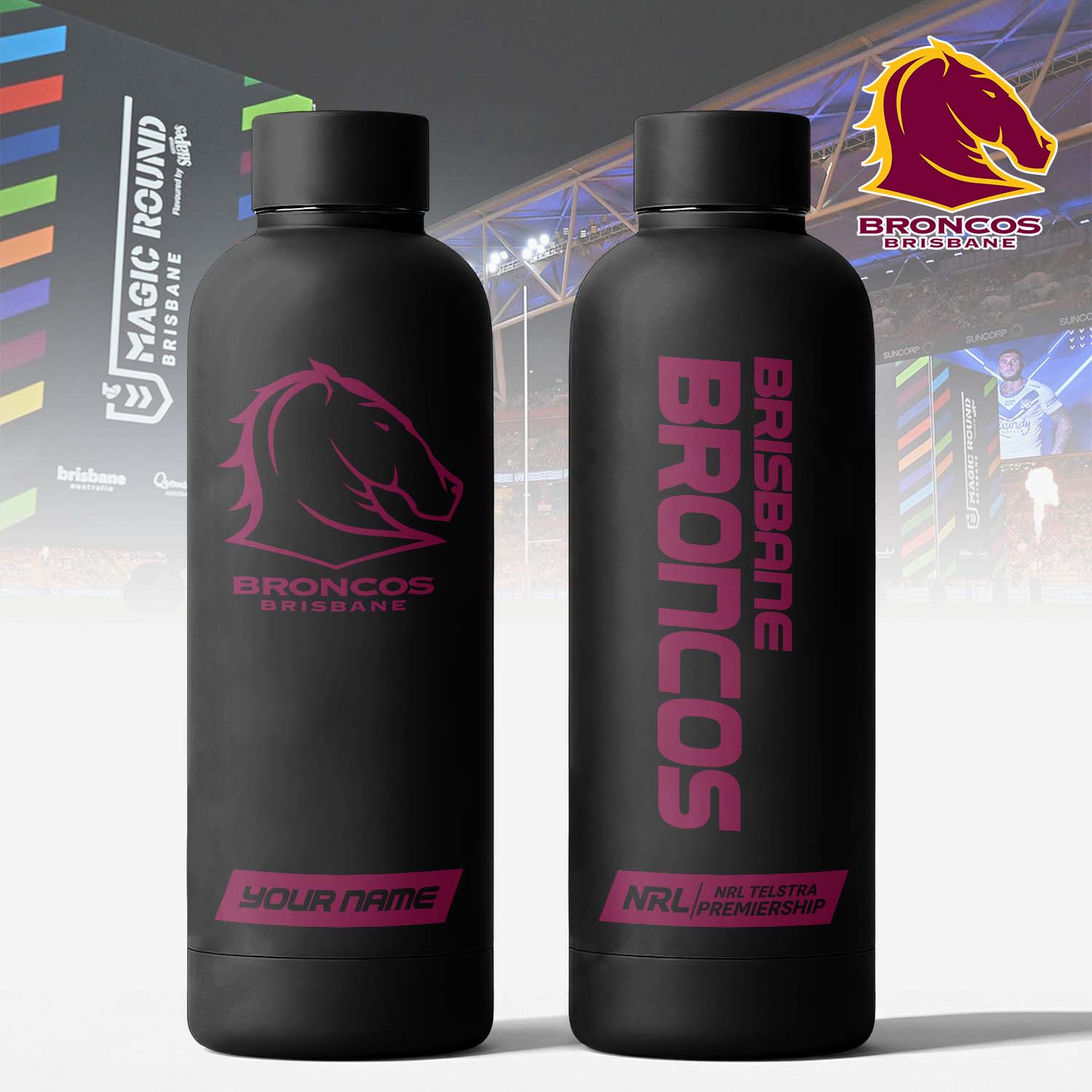 Auspiritmerch Brisbane Broncos Personalized Metal Water Bottle Gift For Fans