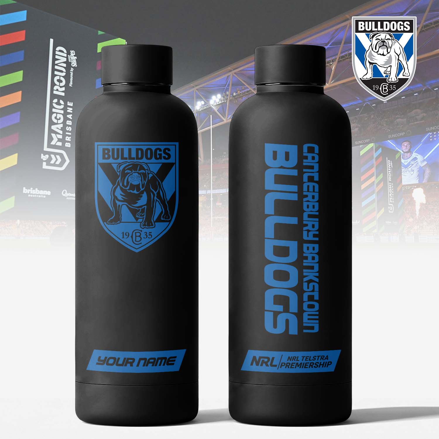 Auspiritmerch Canterbury-Bankstown Bulldogs Personalized Metal Water Bottle Gift For Fans