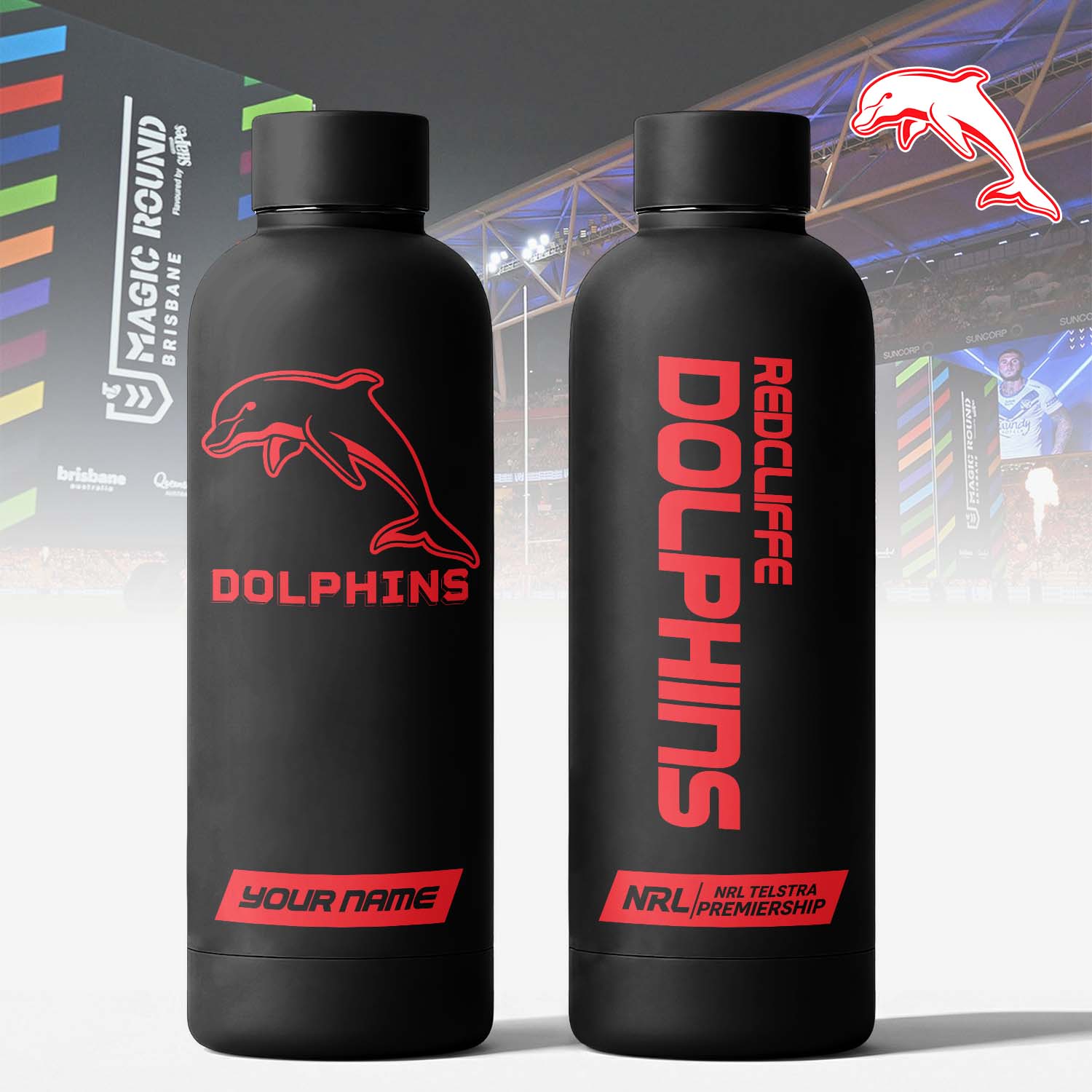Auspiritmerch Dolphins Personalized Metal Water Bottle Gift For Fans