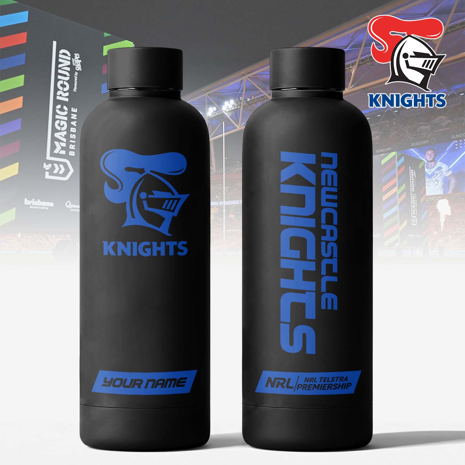 Auspiritmerch Newcastle Knights Personalized Metal Water Bottle Gift For Fans