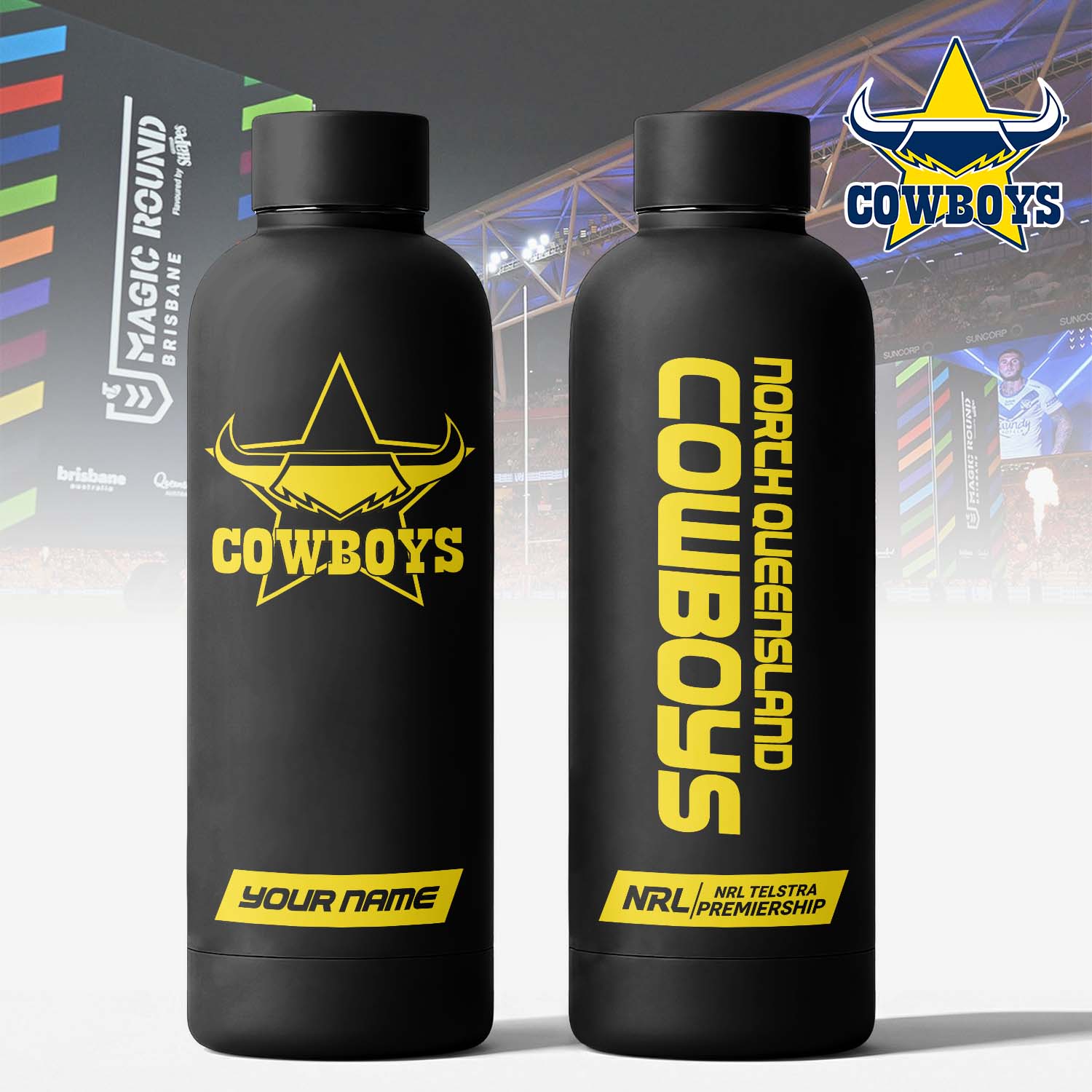 Auspiritmerch North Queensland Cowboys Personalized Metal Water Bottle Gift For Fans
