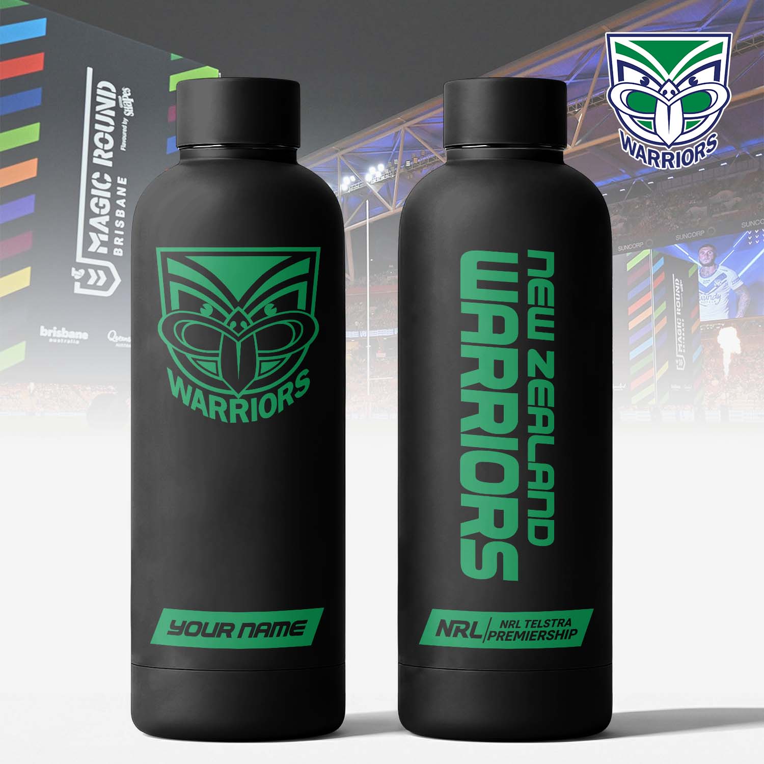 Auspiritmerch New Zealand Warriors Personalized Metal Water Bottle Gift For Fans