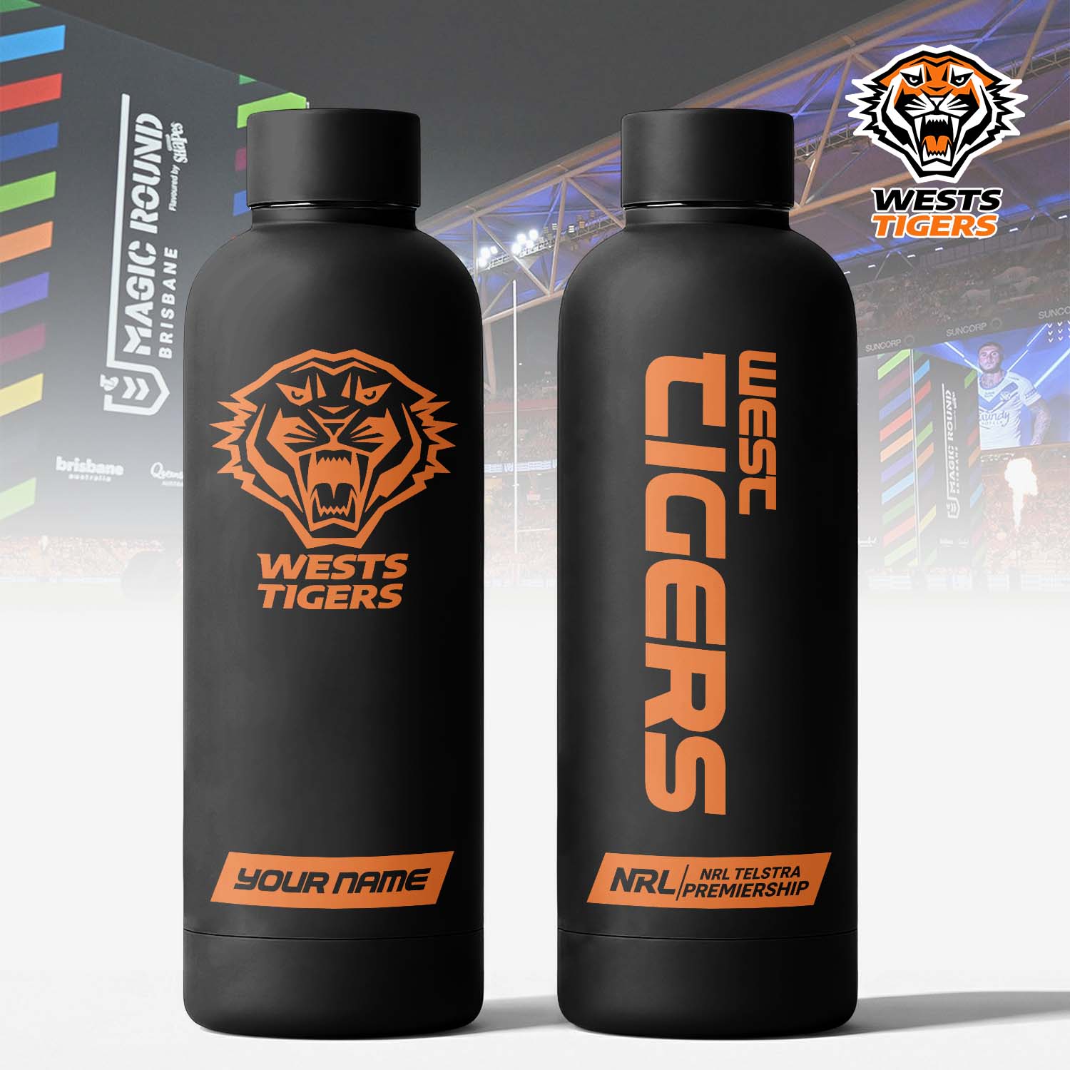 Auspiritmerch Wests Tigers Personalized Metal Water Bottle Gift For Fans