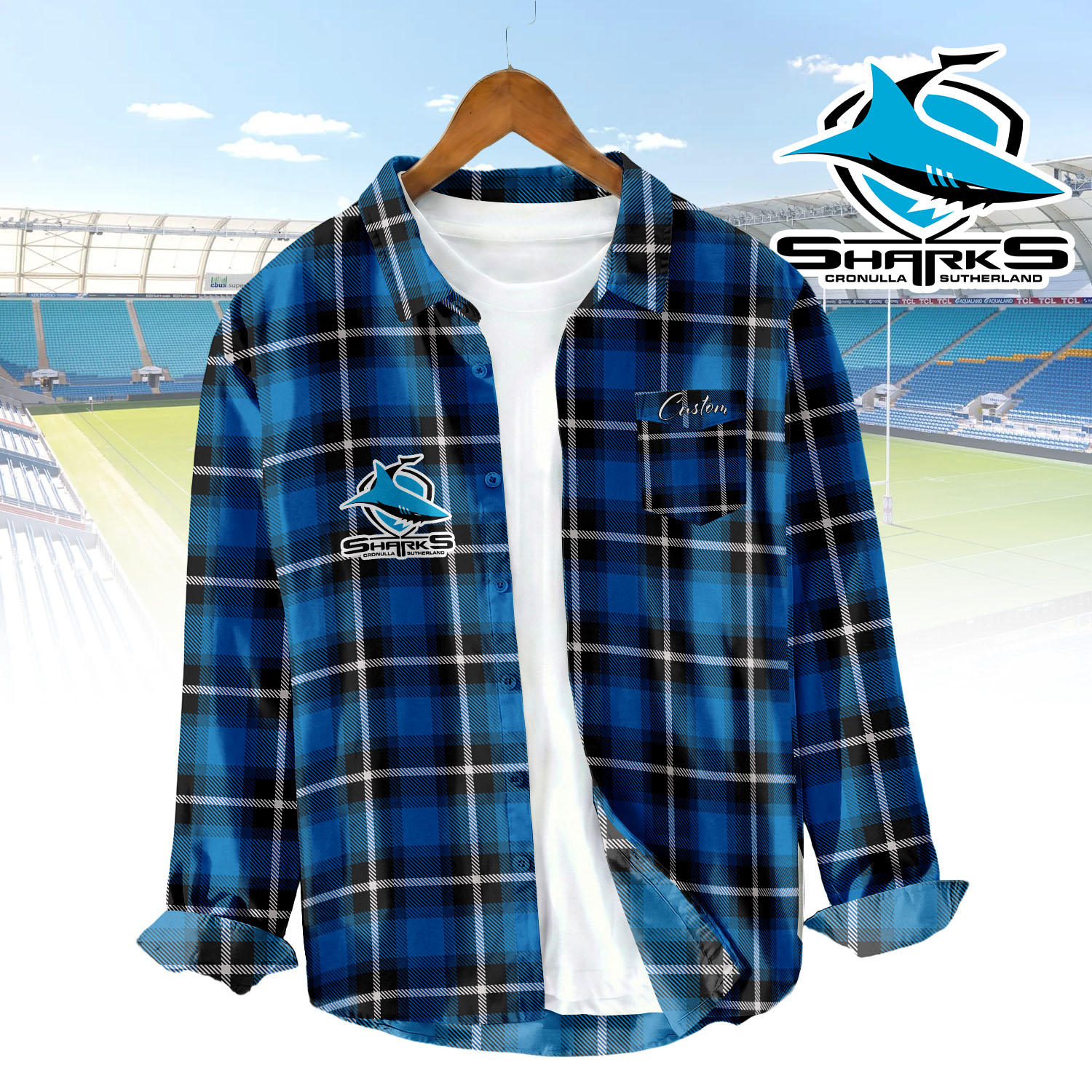 Auspiritmerch Cronulla-Sutherland Sharks Personalized Button Down Shirt Gift For Fans