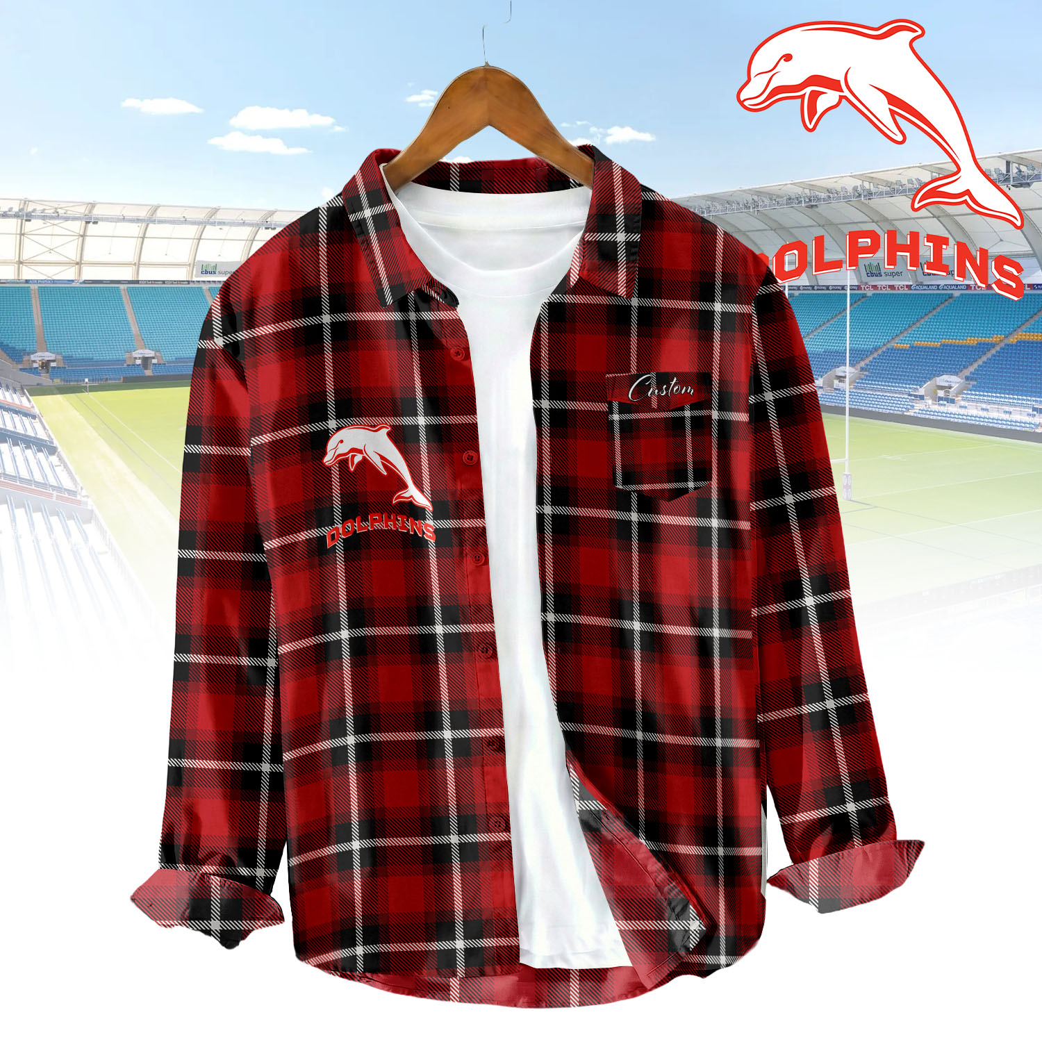 Auspiritmerch Dolphins Personalized Button Down Shirt Gift For Fans