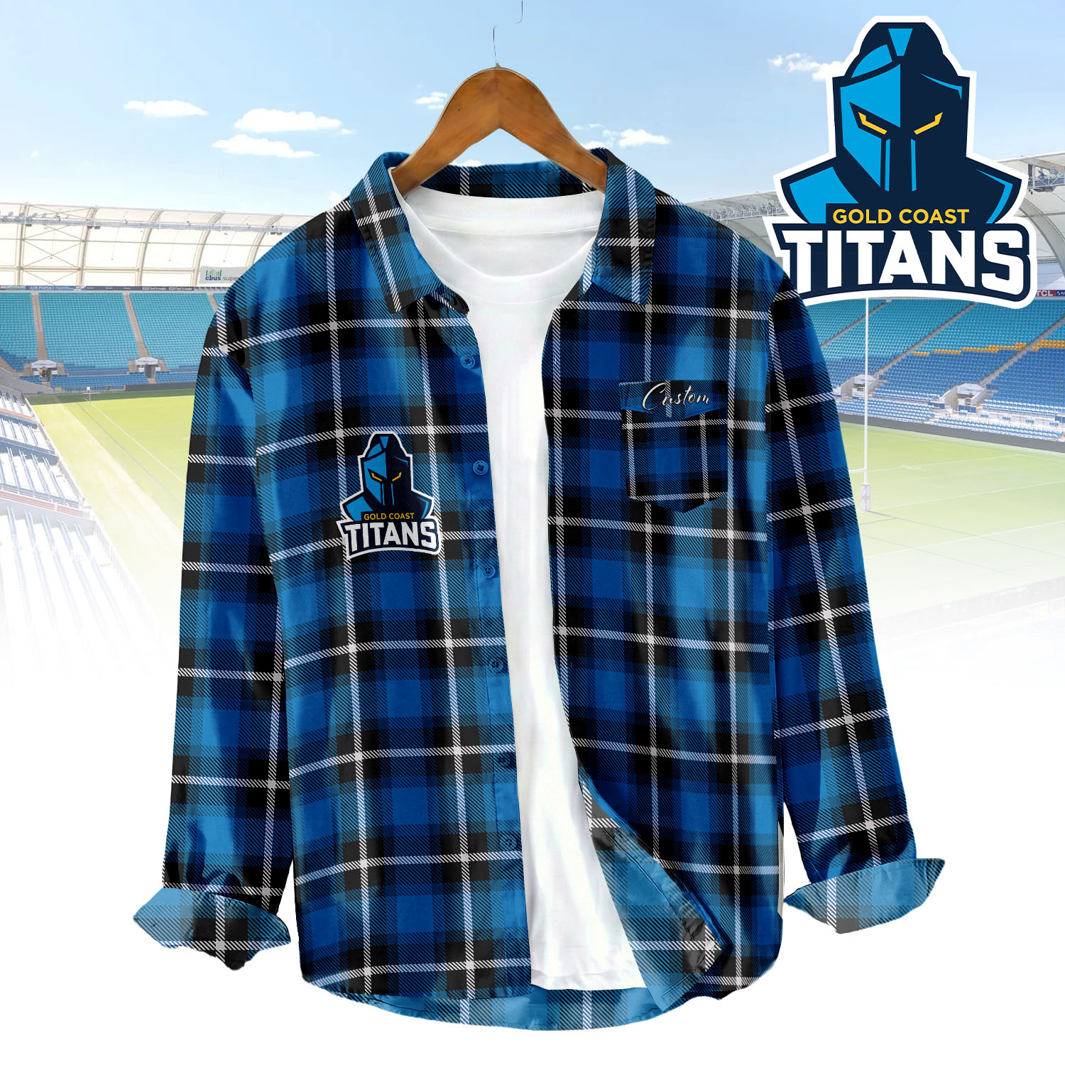 Auspiritmerch Gold Coast Titans Personalized Button Down Shirt Gift For Fans