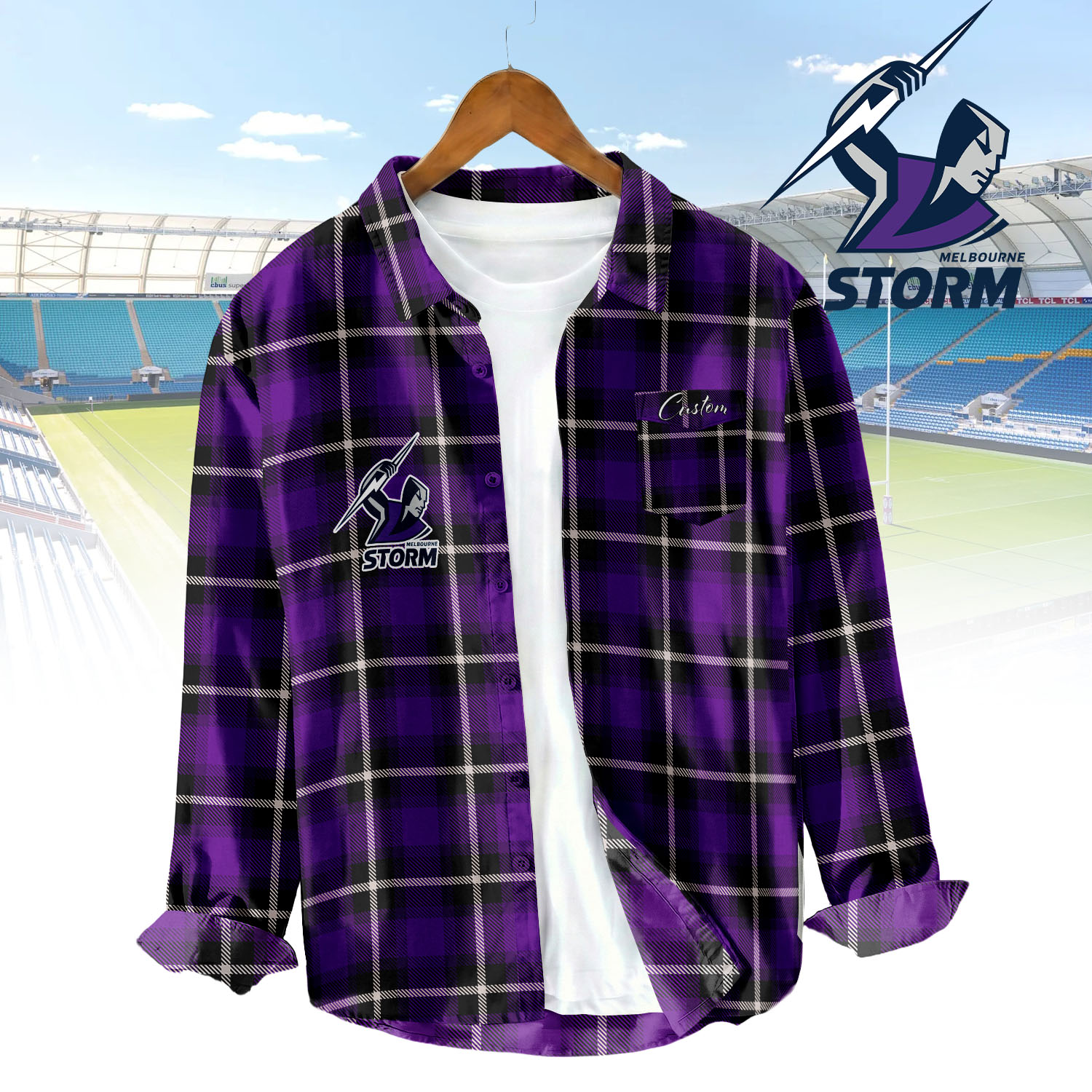 Auspiritmerch Melbourne Storm Personalized Button Down Shirt Gift For Fans