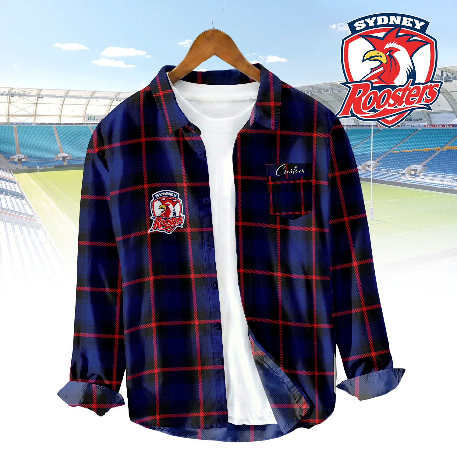 Auspiritmerch Sydney Roosters Personalized Button Down Shirt Gift For Fans