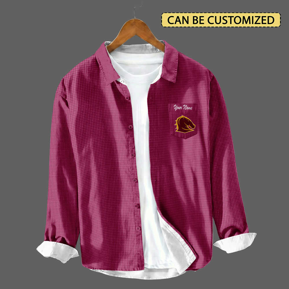 Auspiritmerch Brisbane Broncos Personalized Button Down Shirt Gift For Fans