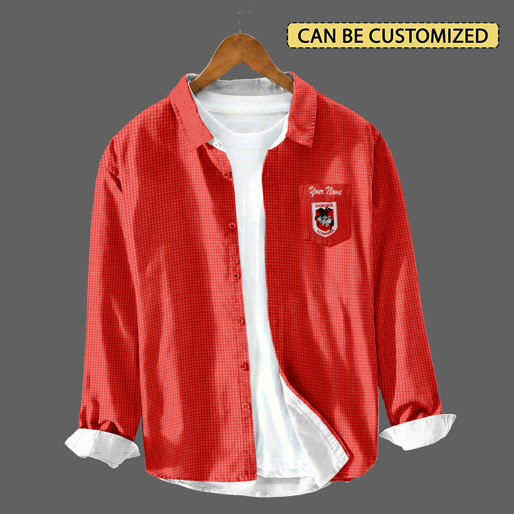 Auspiritmerch St. George Illawarra Dragons Personalized Button Down Shirt Gift For Fans