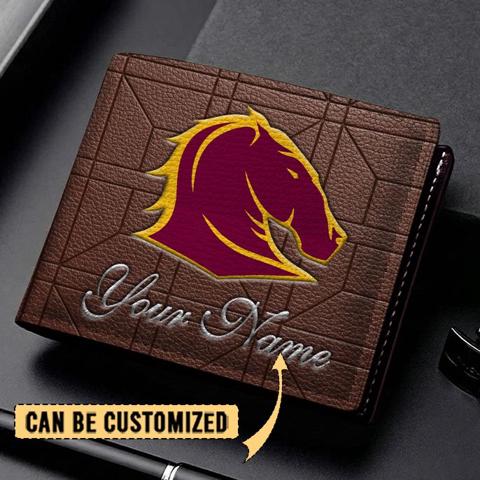 Auspiritmerch Brisbane Broncos Personalized Leather Wallet Gift For Fans