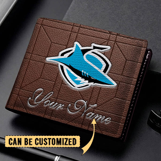 Auspiritmerch Cronulla-Sutherland Sharks Personalized Leather Wallet Gift For Fans