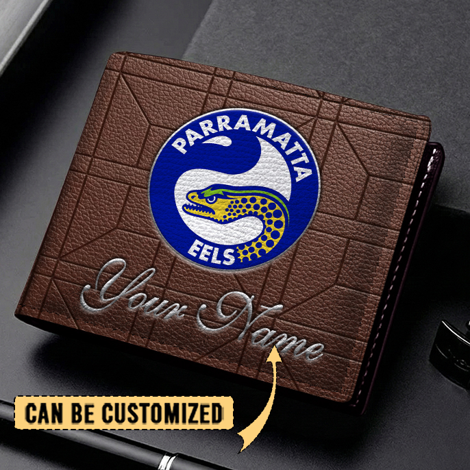 Auspiritmerch Parramatta Eels Personalized Leather Wallet Gift For Fans