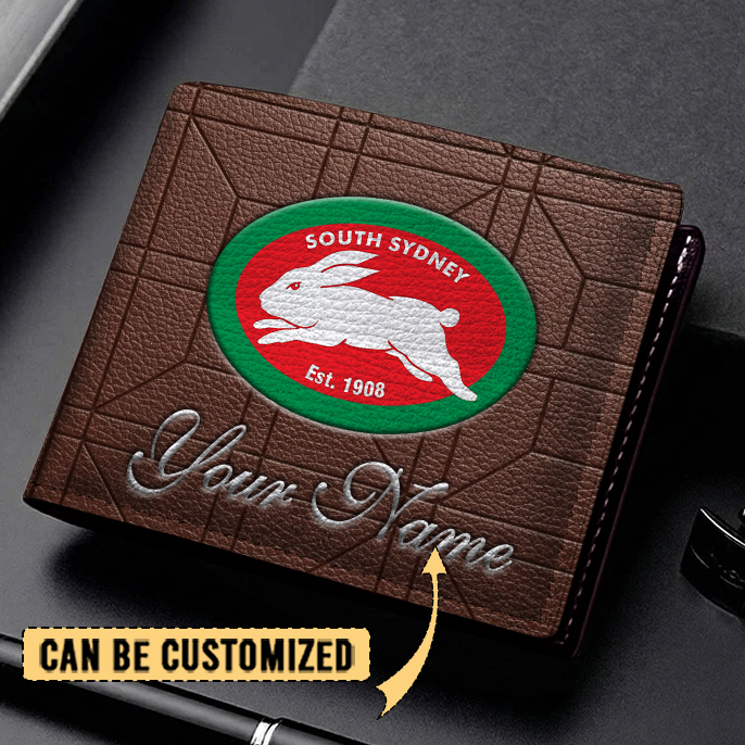 Auspiritmerch South Sydney Rabbitohs Personalized Leather Wallet Gift For Fans