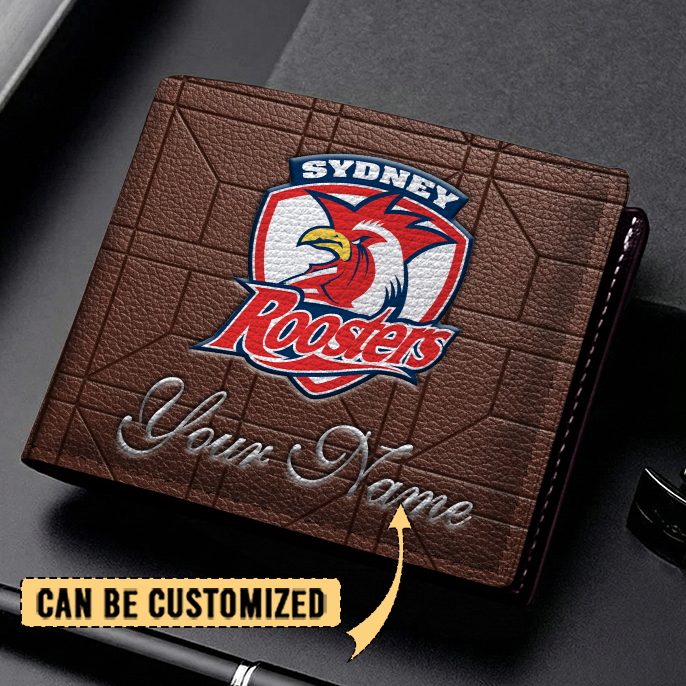 Auspiritmerch Sydney Roosters Personalized Leather Wallet Gift For Fans
