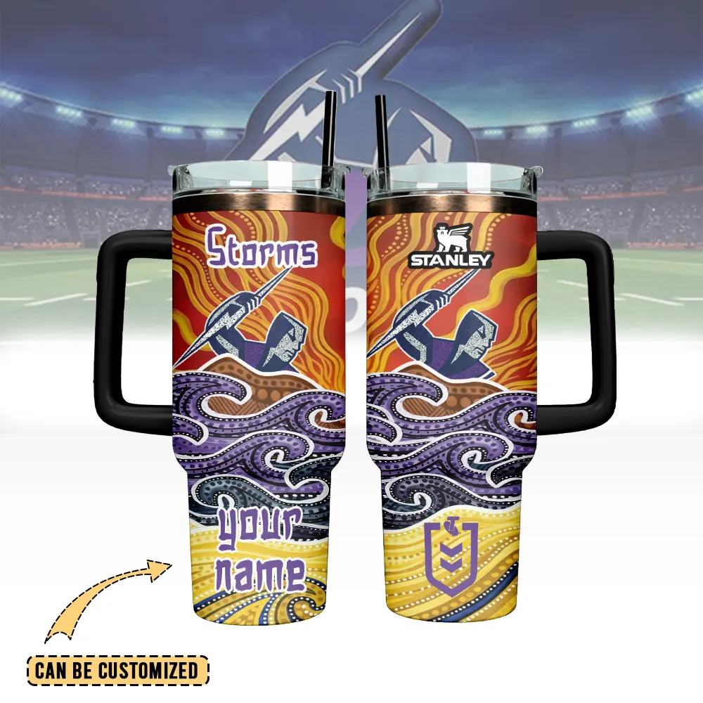 Auspiritmerch Melbourne Storm Custom Stanley Quencher 40oz Stainless Steel Tumbler With Handle
