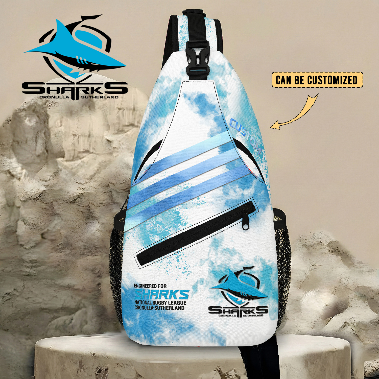 Auspiritmerch Cronulla-Sutherland Sharks Personalized Sling Bags Gift For Fans