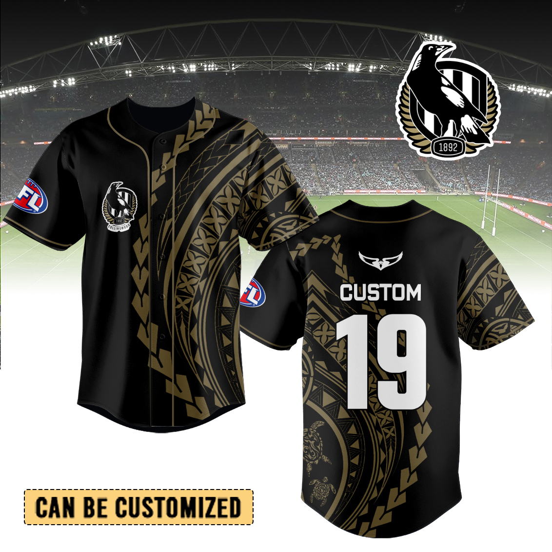 Auspiritmerch Collingwood Magpies Personalized Baseball Jersey Gift For Fans