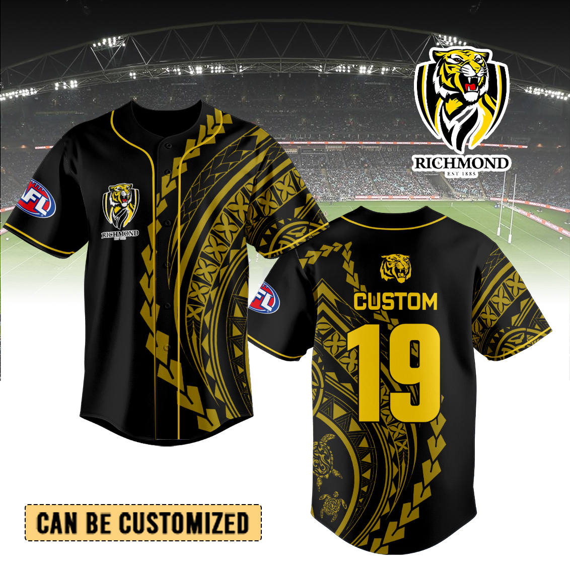 Auspiritmerch Richmond Tigers Personalized Baseball Jersey Gift For Fans