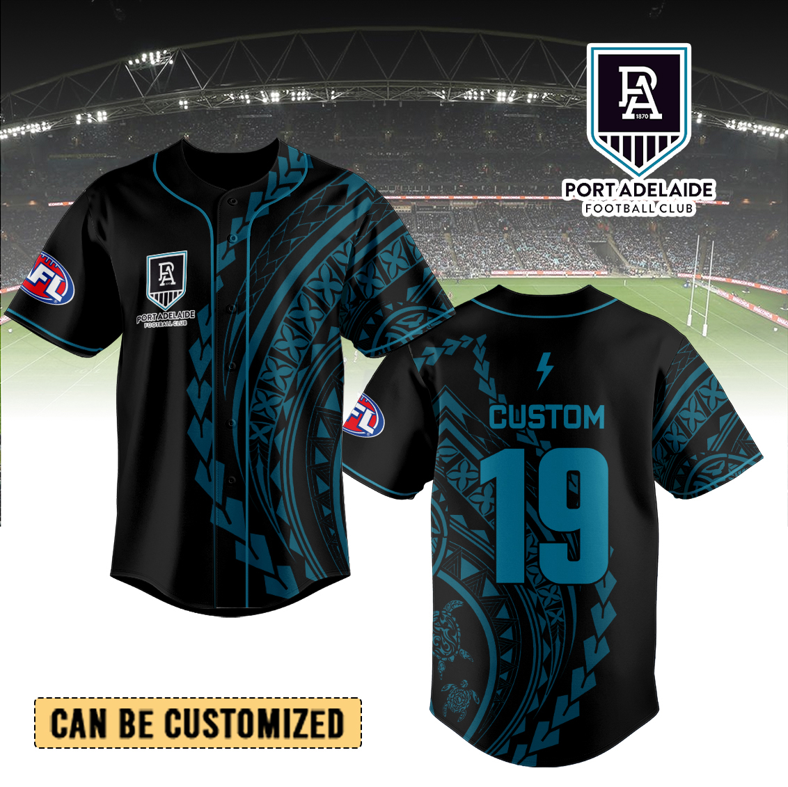 Auspiritmerch Port Adelaide Personalized Baseball Jersey Gift For Fans