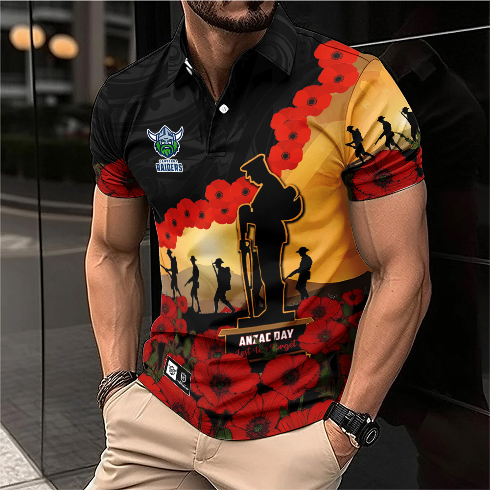 Auspiritmerch Canberra Raiders x Anzac Day Personalized Polo Shirt Gift For Fans