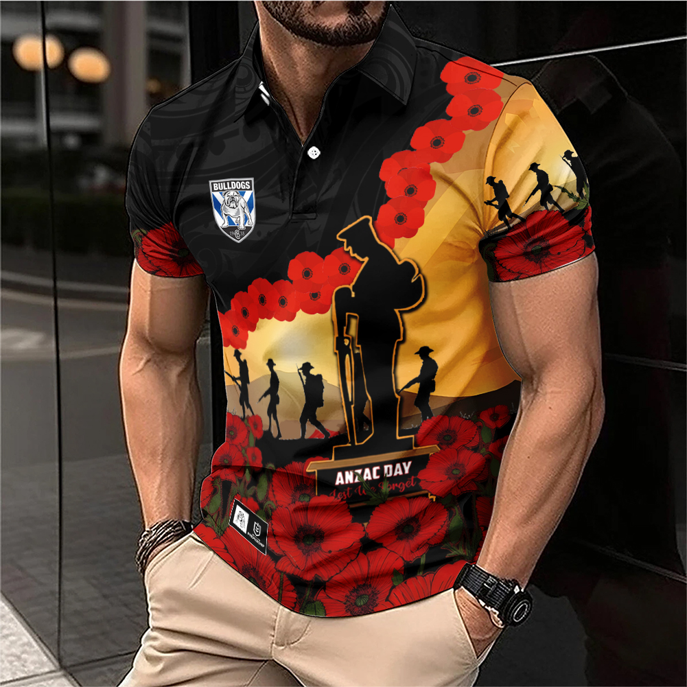 Auspiritmerch Canterbury-Bankstown Bulldogs x Anzac Day Personalized Polo Shirt Gift For Fans
