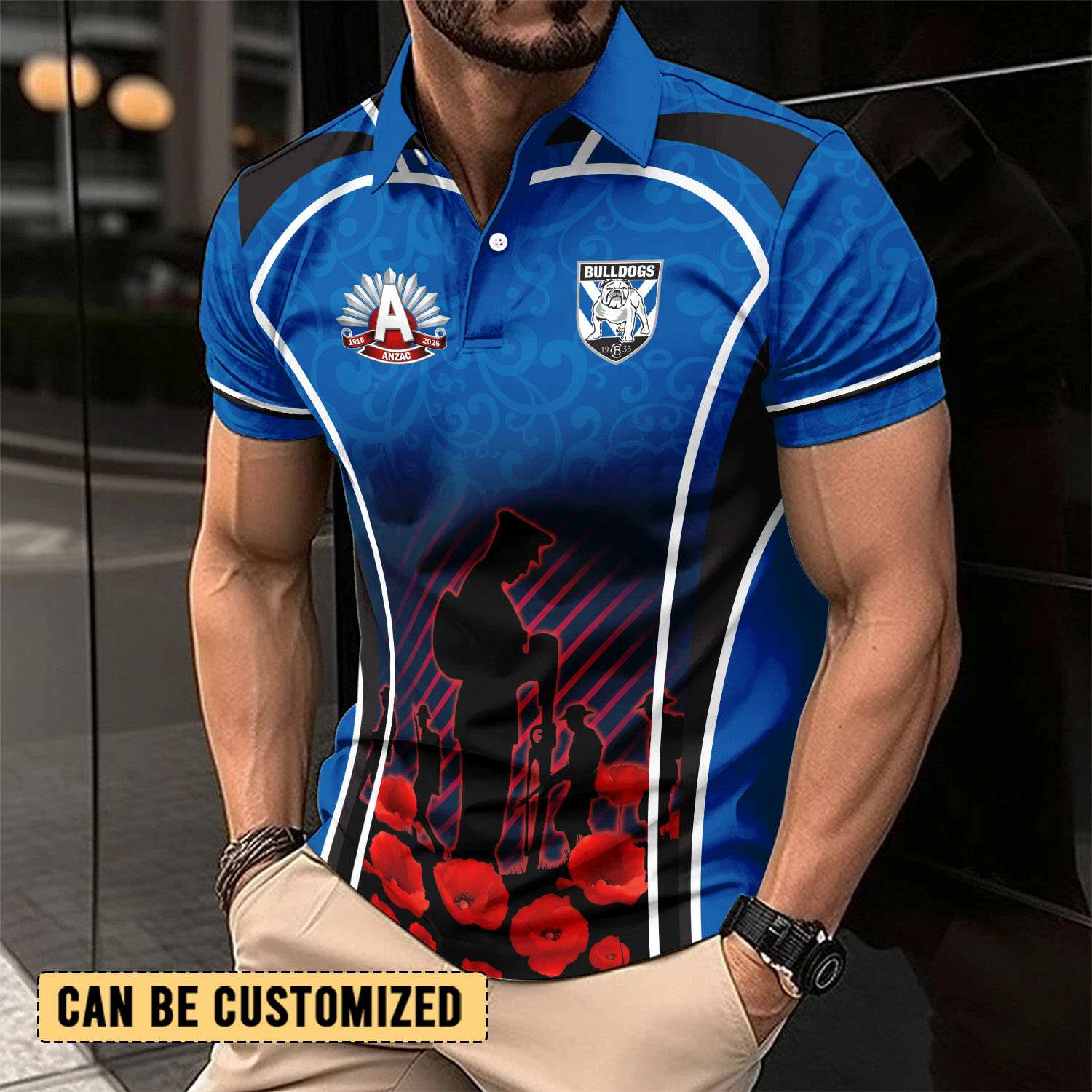 Auspiritmerch Canterbury-Bankstown Bulldogs x Anzac Day Personalized Polo Shirt Gift For Fans