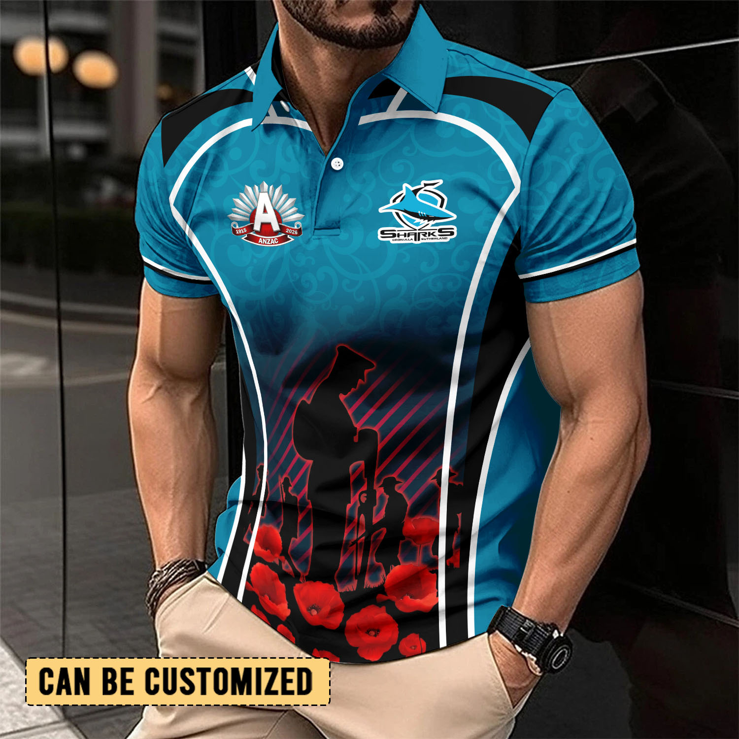 Auspiritmerch Cronulla-Sutherland Sharks x Anzac Day Personalized Polo Shirt Gift For Fans