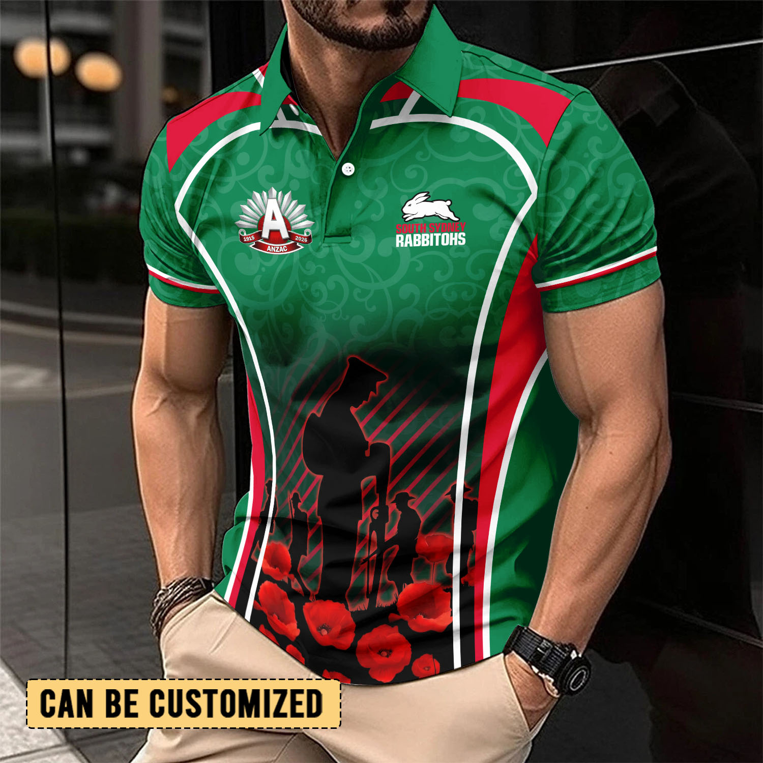 Auspiritmerch South Sydney Rabbitohs x Anzac Day Personalized Polo Shirt Gift For Fans