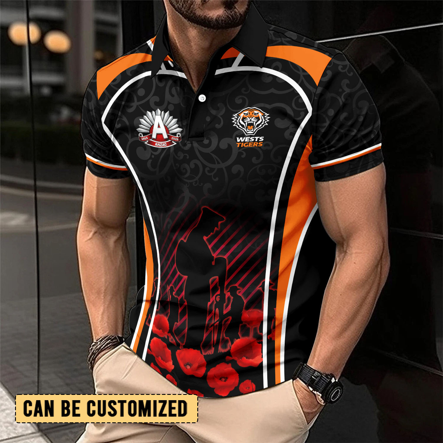 Auspiritmerch Wests Tigers x Anzac Day Personalized Polo Shirt Gift For Fans