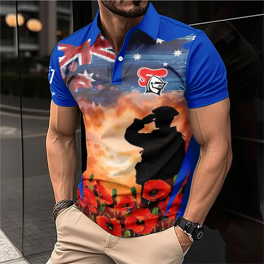 Auspiritmerch Newcastle Knights x Anzac Day Personalized Polo Shirt Gift For Fans