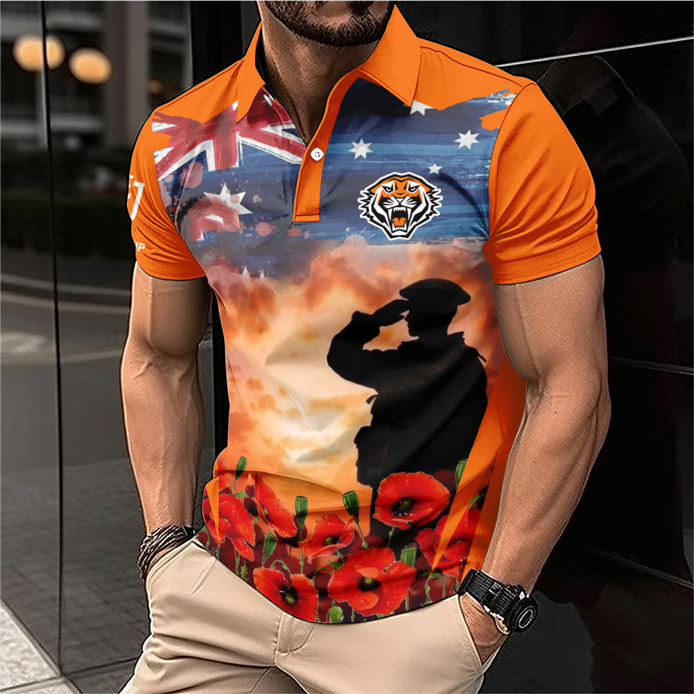 Auspiritmerch Wests Tigers x Anzac Day Personalized Polo Shirt Gift For Fans