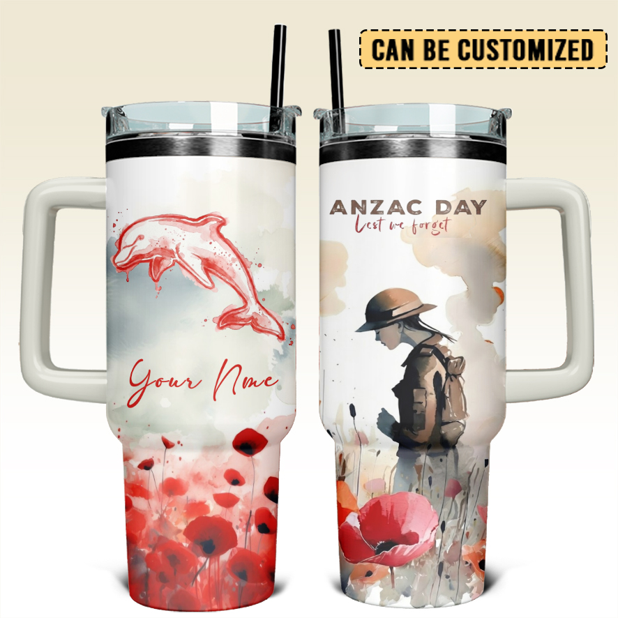 Auspiritmerch Dolphins x Anzac Day Custom Stanley Quencher 40oz Stainless Steel Tumbler With Handle