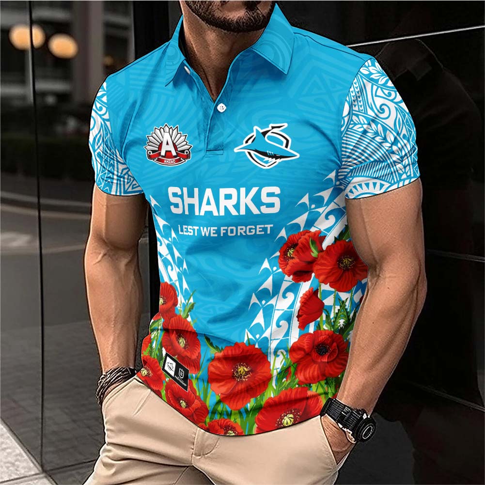 Auspiritmerch Cronulla-Sutherland Sharks x Anzac Day Personalized Polo Shirt Gift For Fans