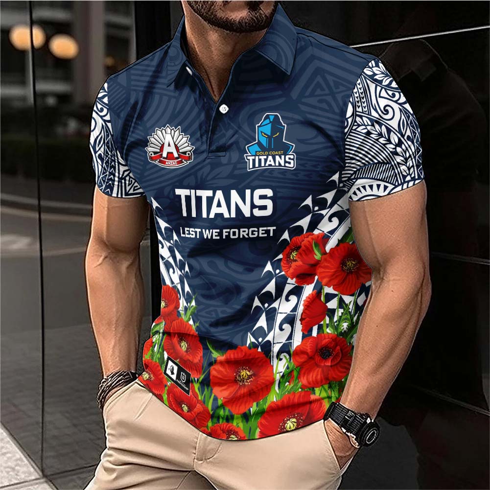 Auspiritmerch Gold Coast Titans x Anzac Day Personalized Polo Shirt Gift For Fans